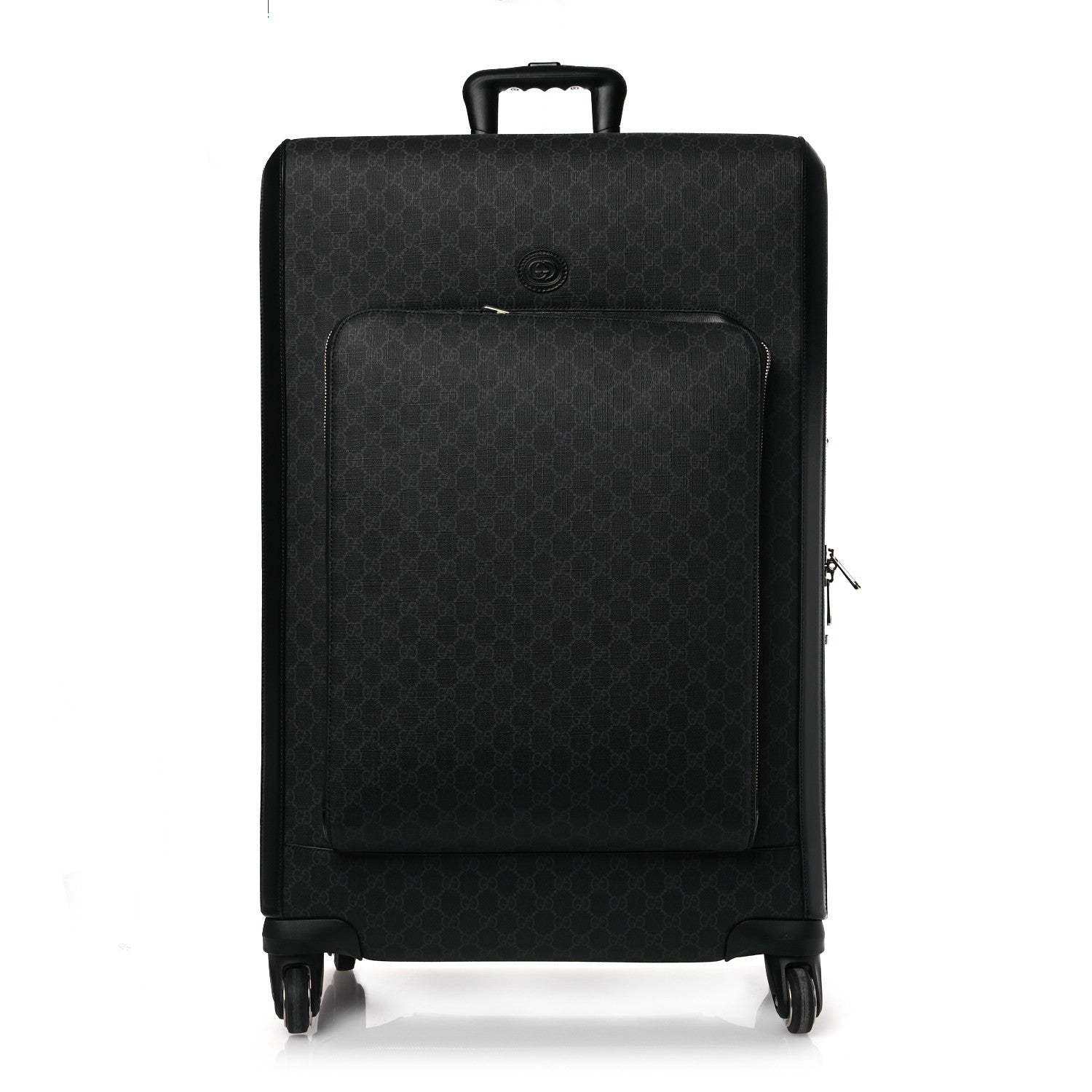 Gucci GG Supreme Monogram Large Four Wheel Suitcase Black Grey 1 of 10