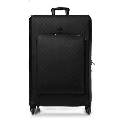 Gucci GG Supreme Monogram Large Four Wheel Suitcase Black Grey 1 of 10