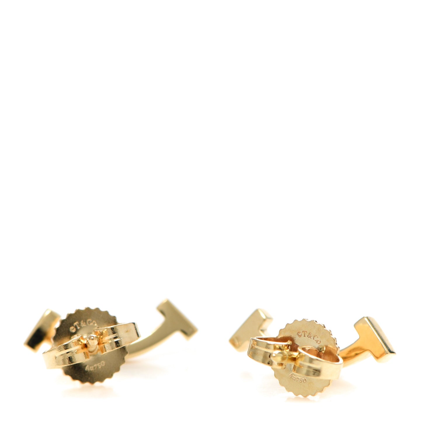 18K Yellow Gold T Smile Stud Earrings