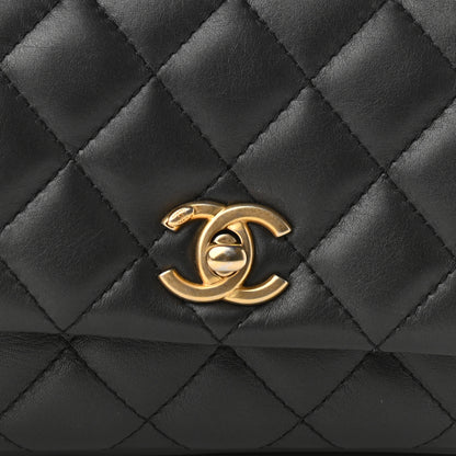Chanel Calfskin Quilted Top Handle Flap Black 8 of 11