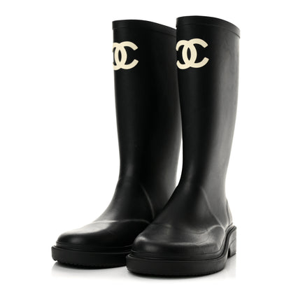 Chanel Caoutchouk CC High Boots 37 Black 4 of 9