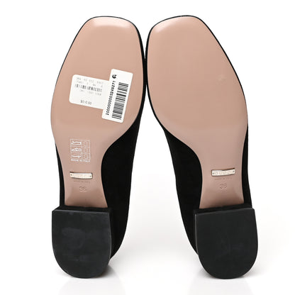 Gucci Suede Crystal Interlocking G Low Heel Pumps 36 Black 5 of 9
