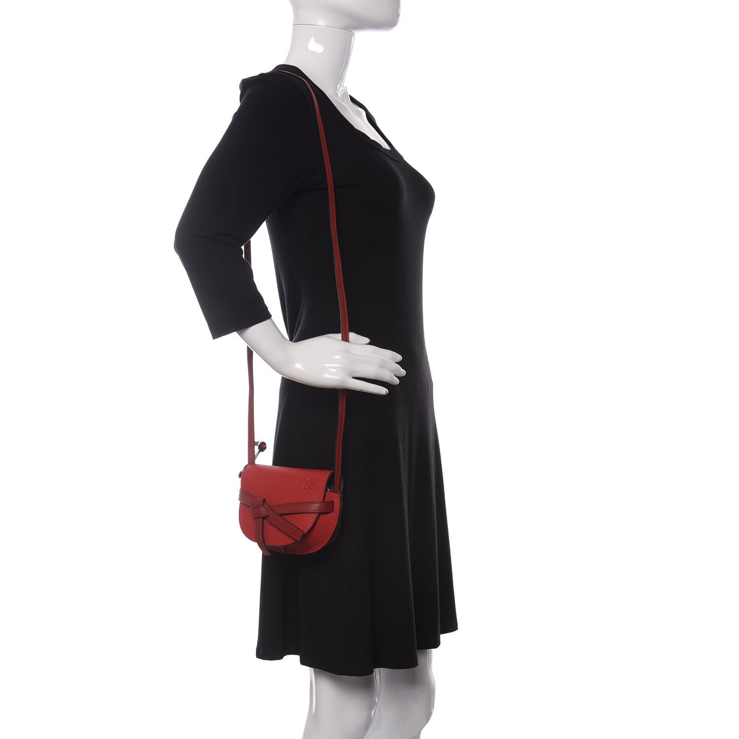 Grained Calfskin Mini Gate Crossbody Bag Scarlet Burnt Red