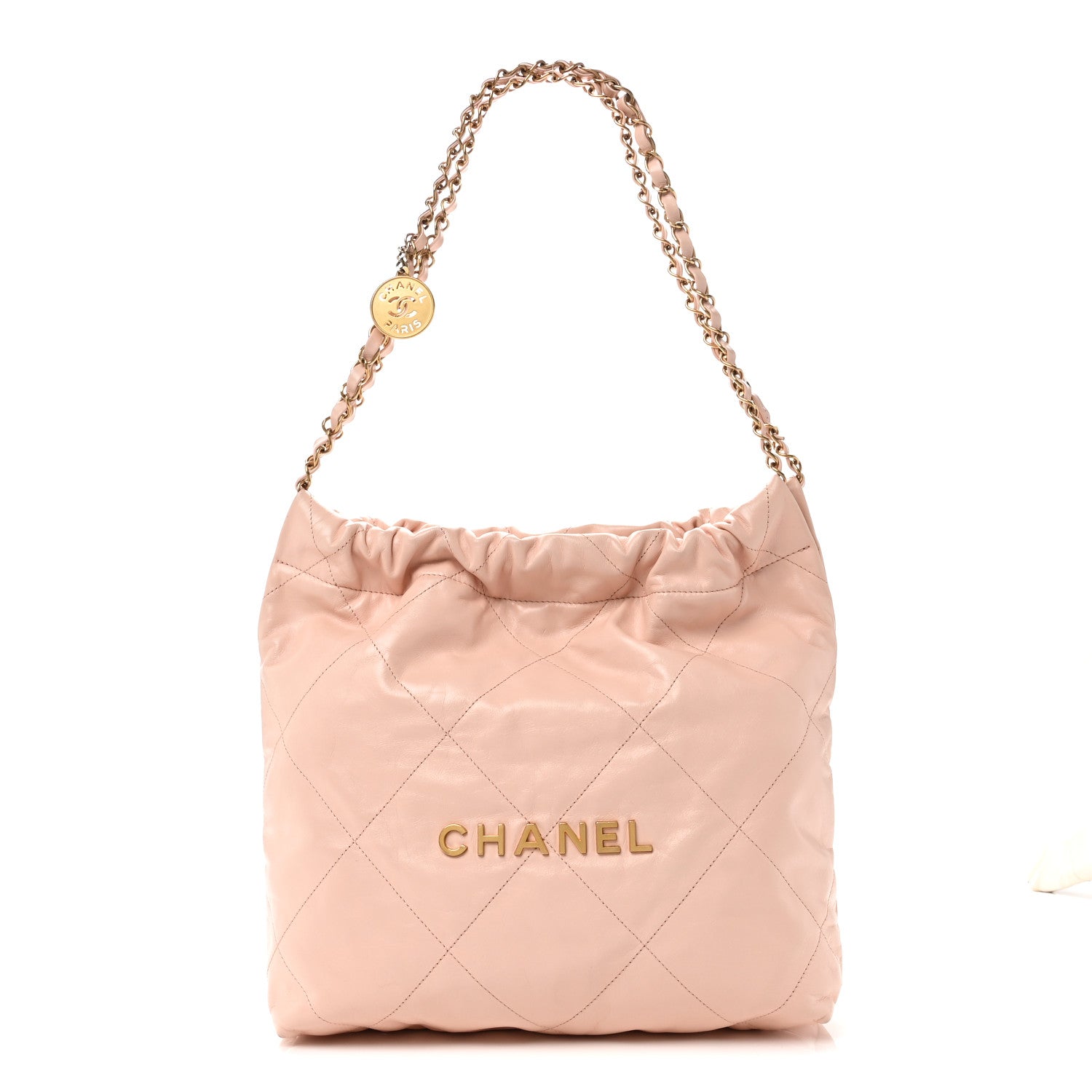 Chanel Shiny Calfskin Quilted Small Chanel 22 Light Pink 1854487