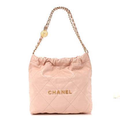 Chanel Shiny Calfskin Quilted Small Chanel 22 Light Pink 1 of 11