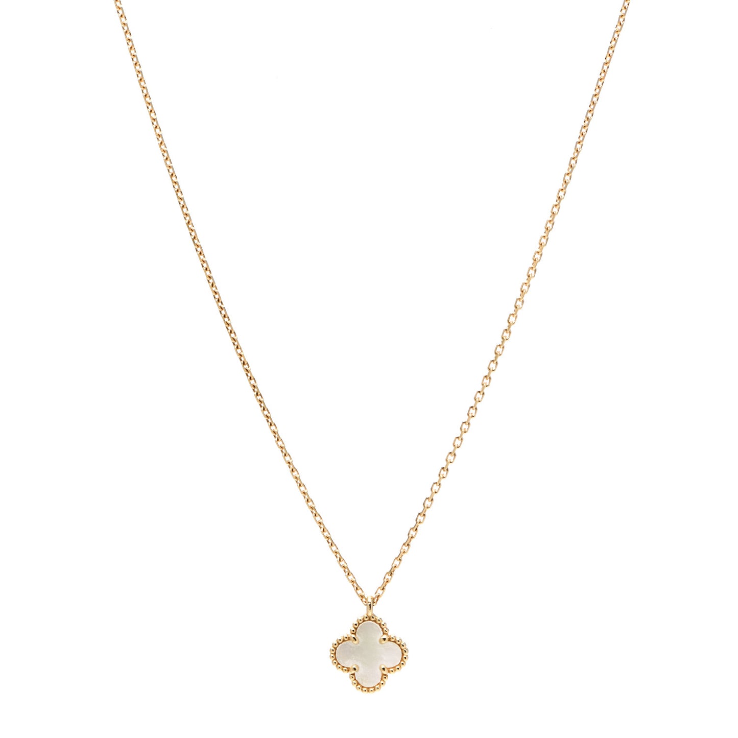 18K Yellow Gold Mother of Pearl Sweet Alhambra Pendant Necklace
