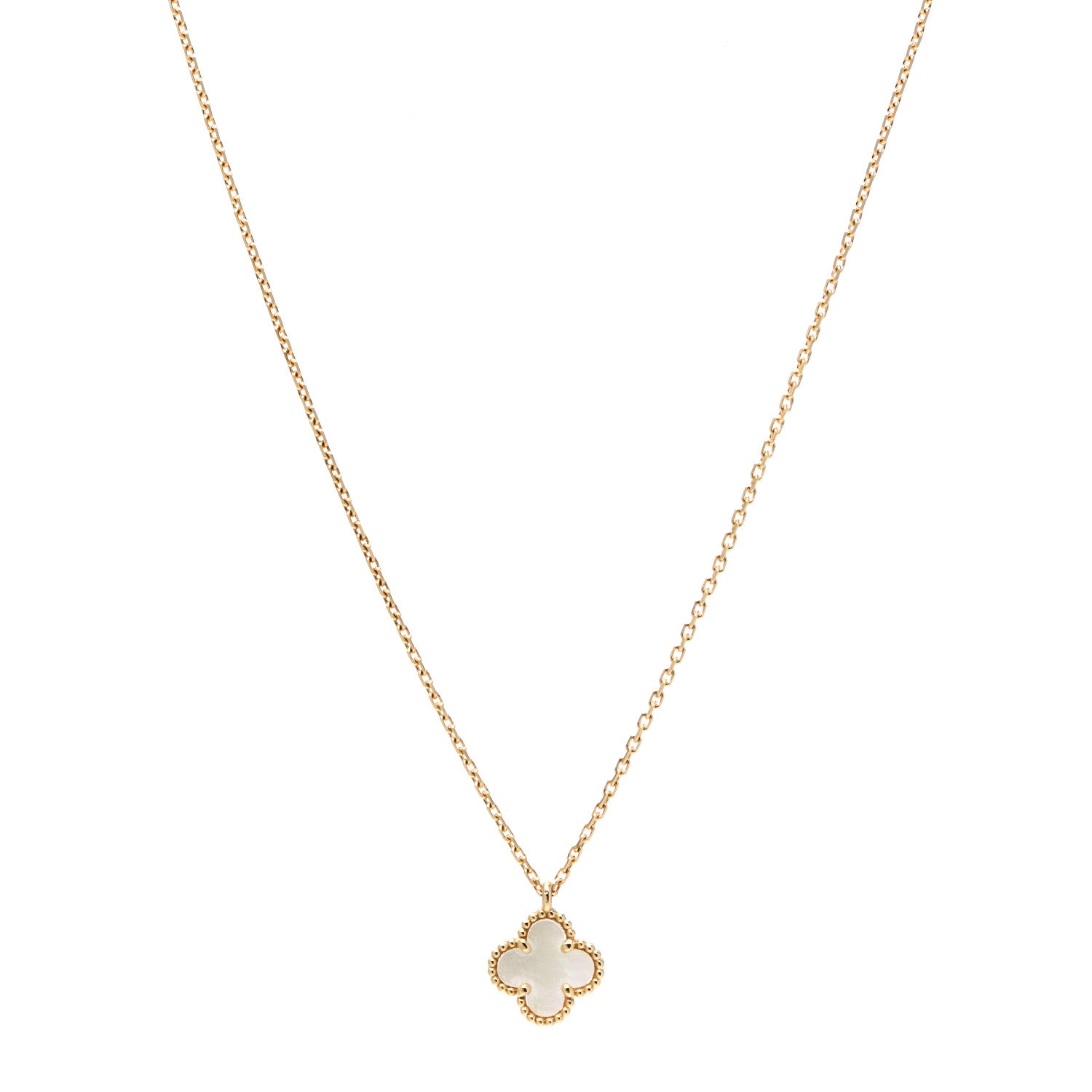 Van Cleef & Arpels 18K Yellow Gold Mother of Pearl Sweet Alhambra Pendant Necklace 1 of 6