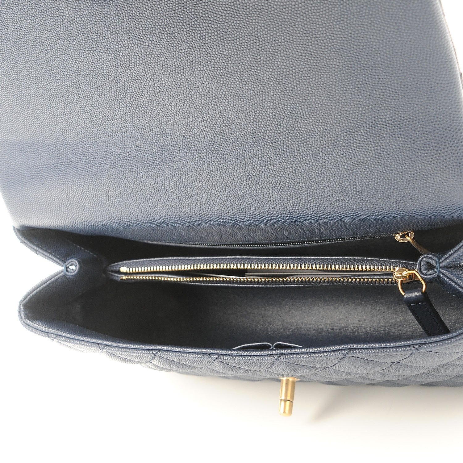 Chanel Caviar Lizard Quilted Small Coco Handle Flap Navy 8 of 8