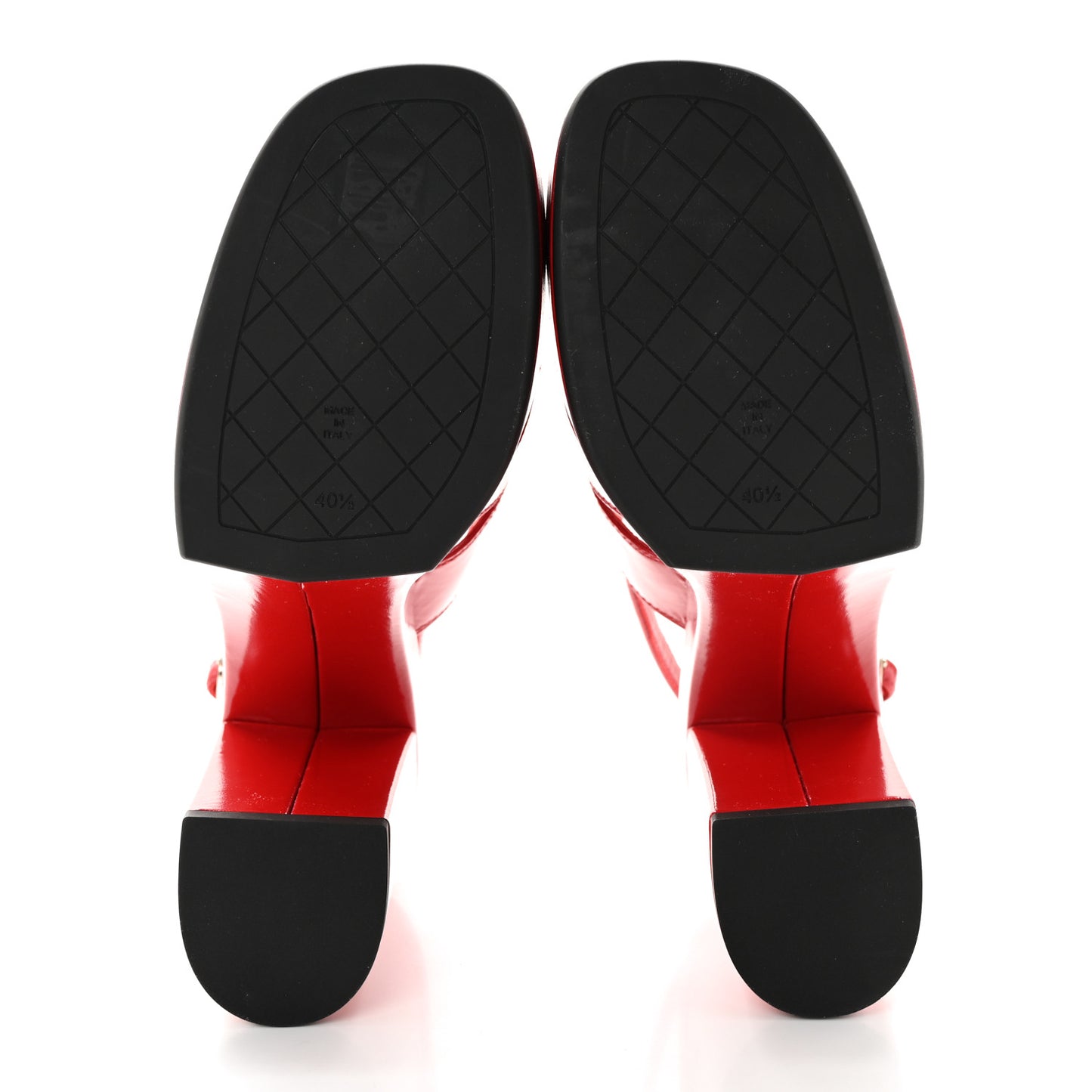 Crumpled Patent Lambskin Platform Sandals 40.5 Red