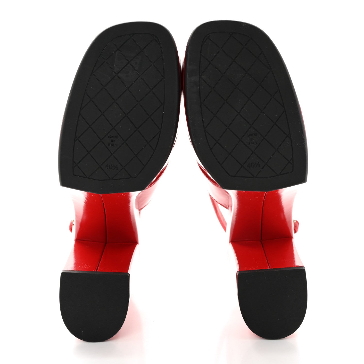 Chanel Crumpled Patent Lambskin Platform Sandals 40.5 Red 5 of 11