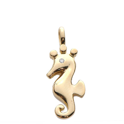 Tiffany 18K Yellow Gold Diamond Seahorse Charm Pendant 1 of 3