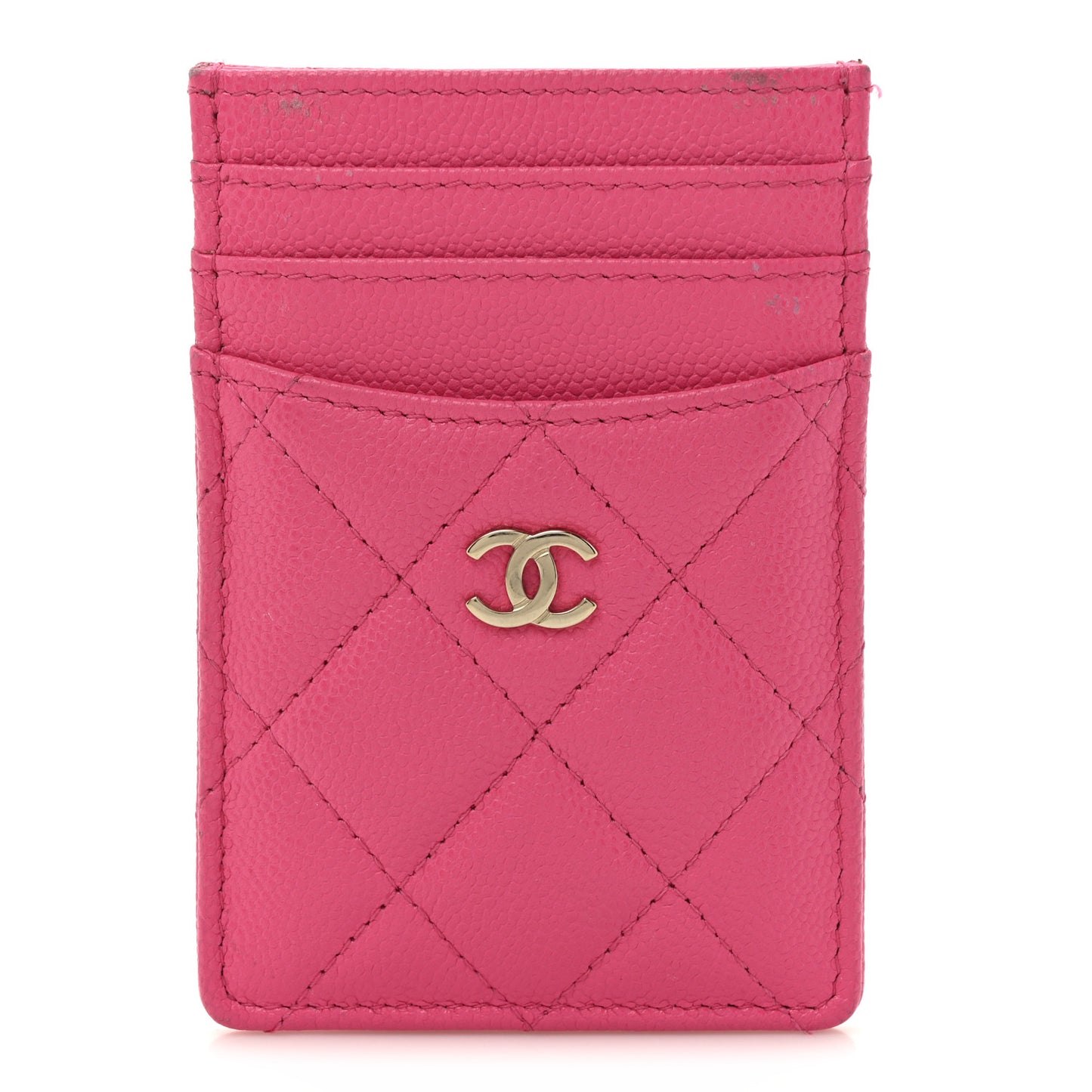 Caviar Quilted Vertical Card Holder Pink
