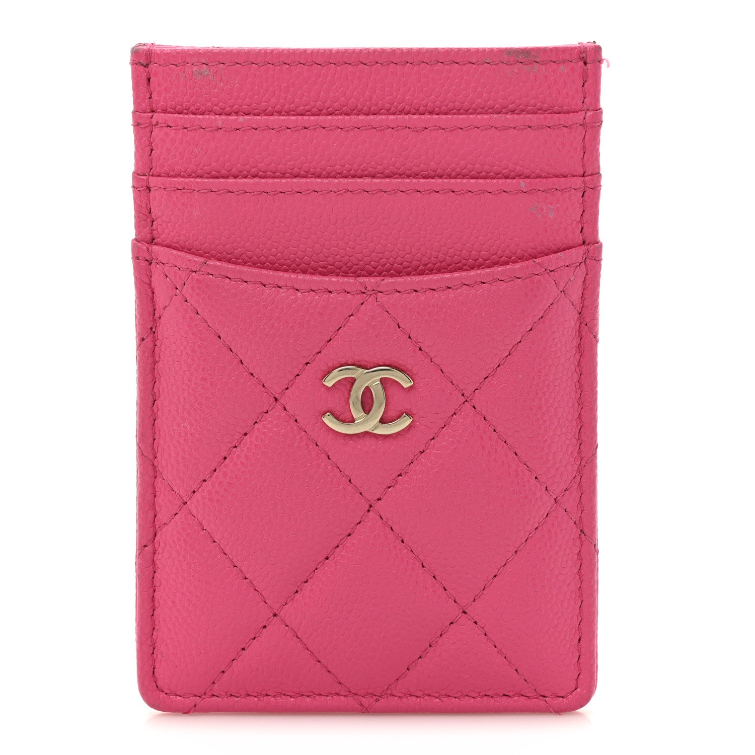Chanel Caviar Quilted Vertical Card Holder Pink 1 of 11