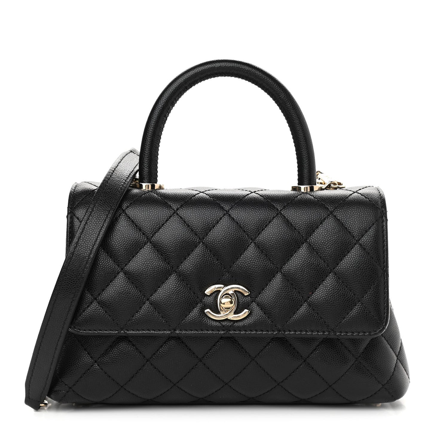 Caviar Quilted Mini Coco Handle Flap Black