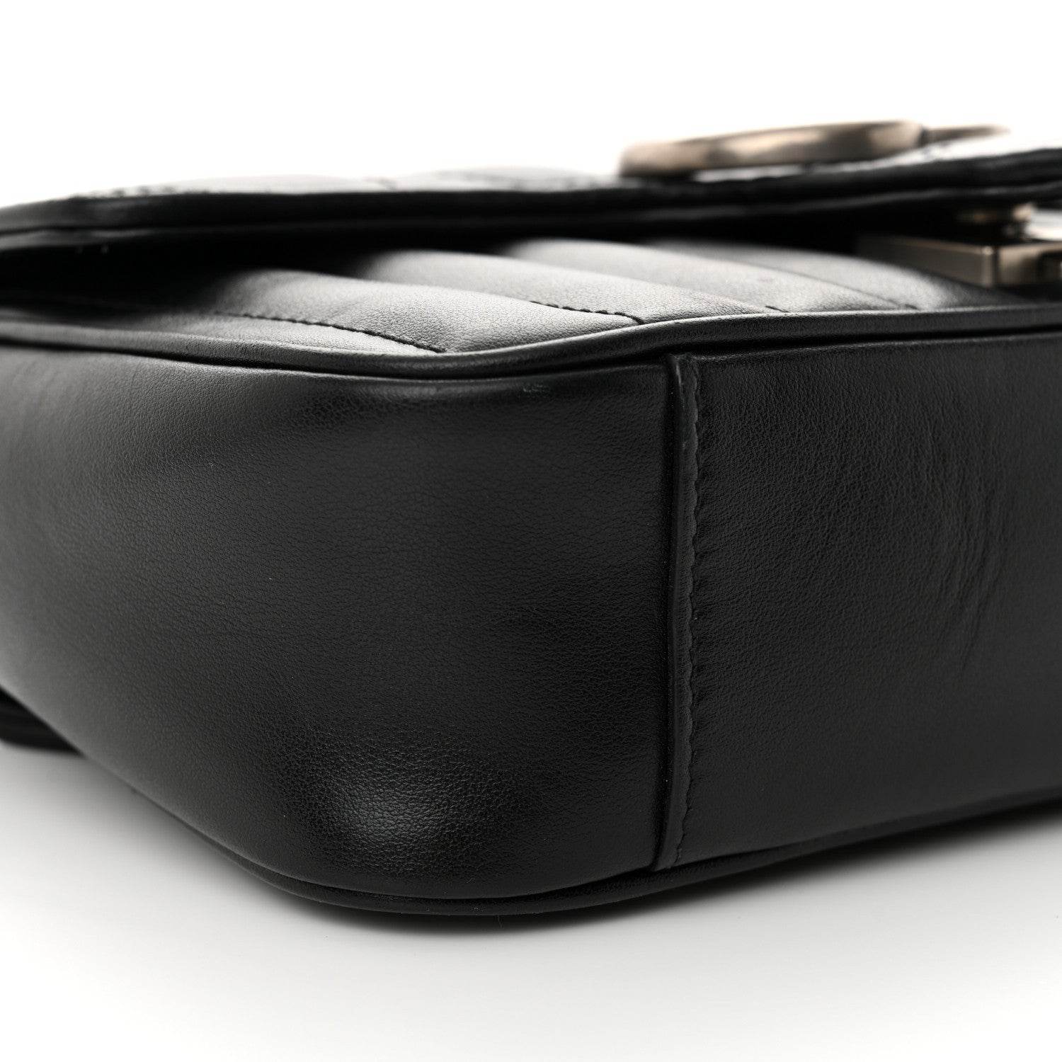 Gucci Calfskin Matelasse Aria Mini GG Marmont Shoulder Bag Black 9 of 10