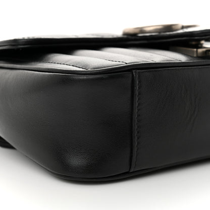Gucci Calfskin Matelasse Aria Mini GG Marmont Shoulder Bag Black 9 of 10