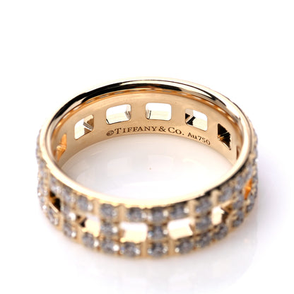 Tiffany 18K Yellow Gold Diamond T True Wide Ring 49 4.75 5 of 6