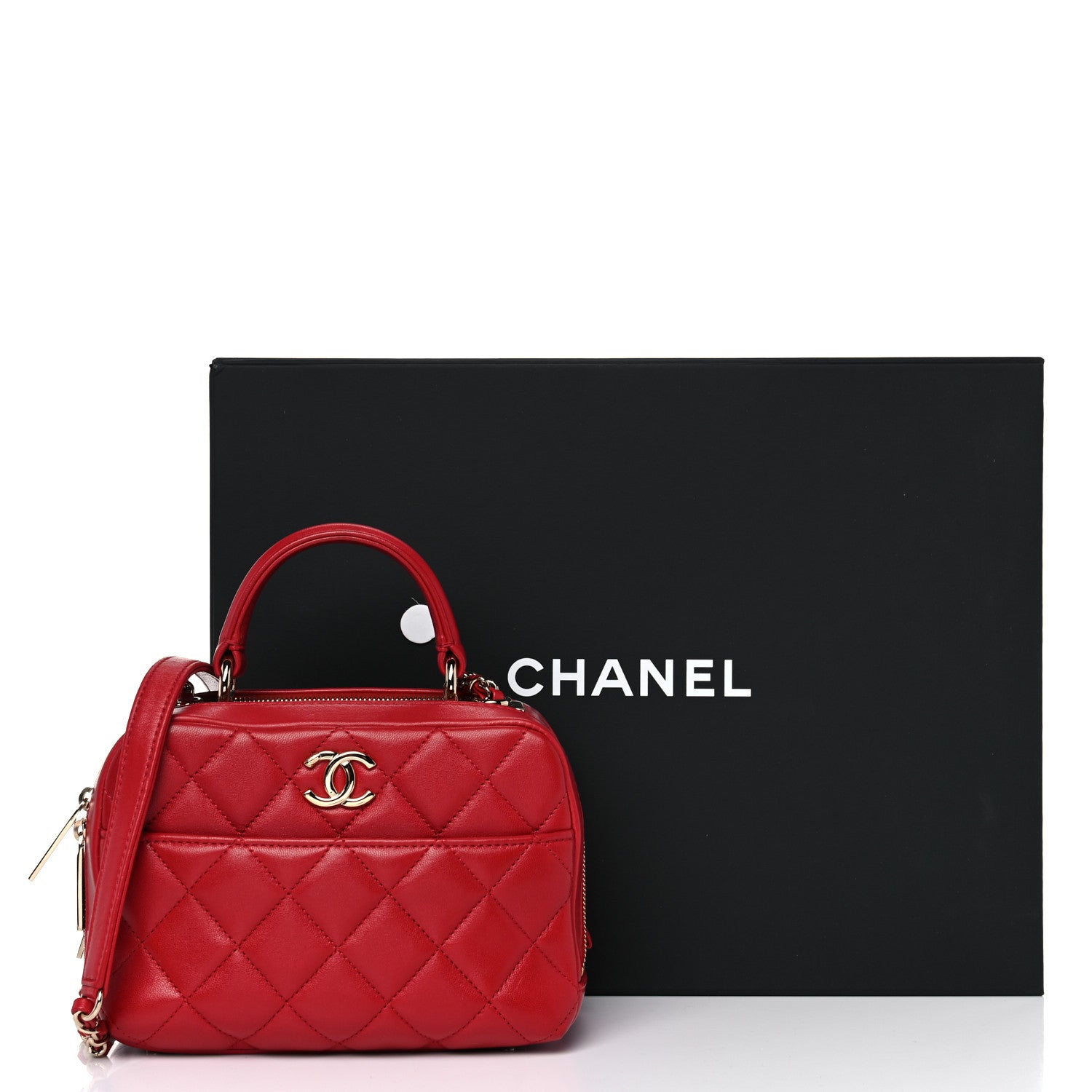 Chanel Lambskin Quilted Small Trendy CC Bowling Bag Red 12 of 12