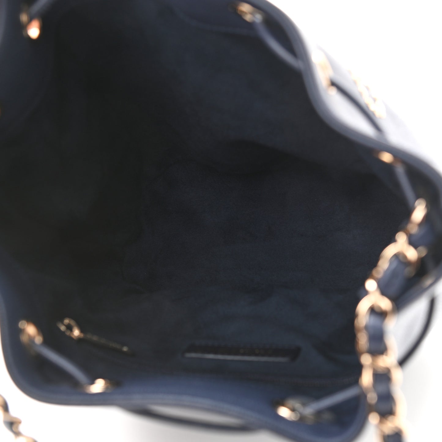 Caviar Deauville Drawstring Bucket Bag Navy