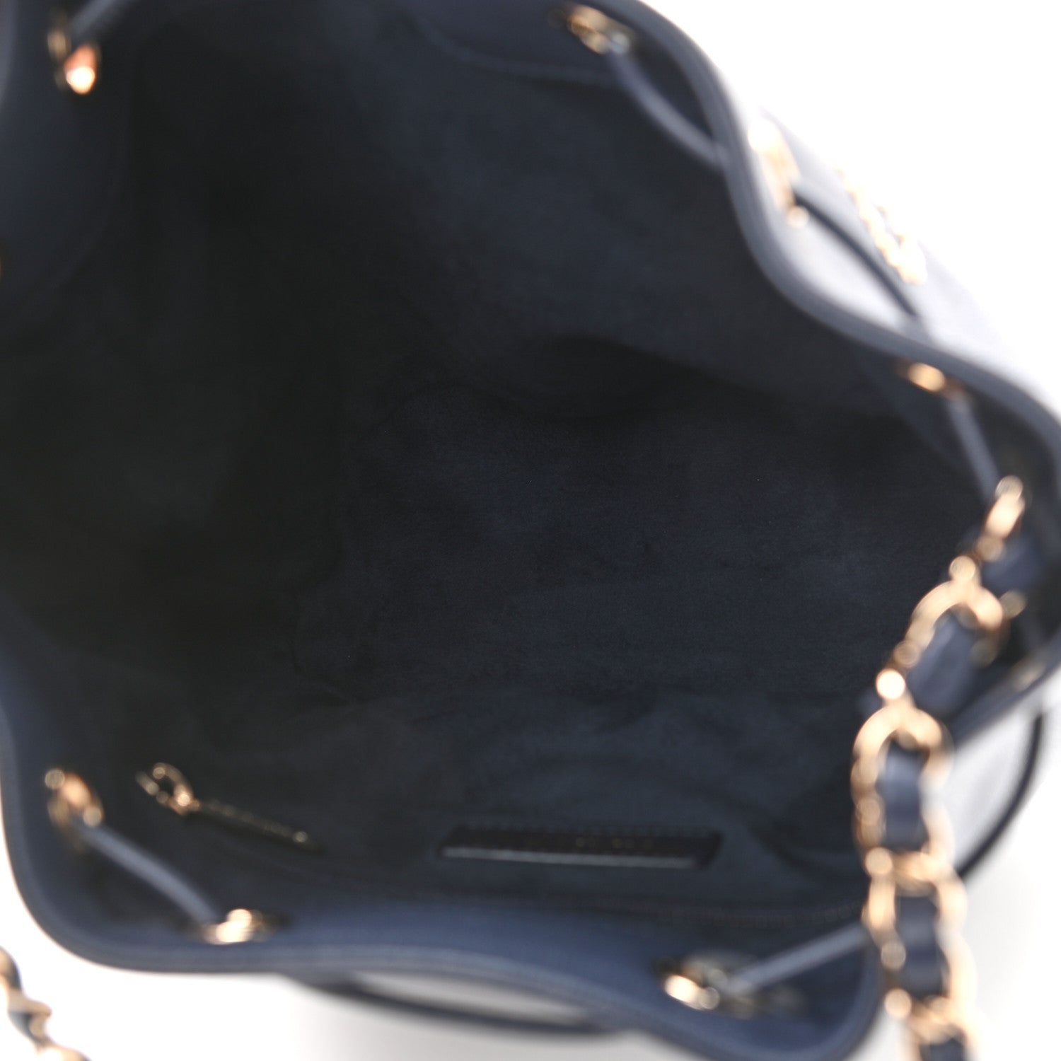 Chanel Caviar Deauville Drawstring Bucket Bag Navy 7 of 10