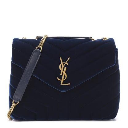 Saint Laurent Velvet Y Quilted Monogram Small Loulou Chain Satchel Medium Blue 1 of 13