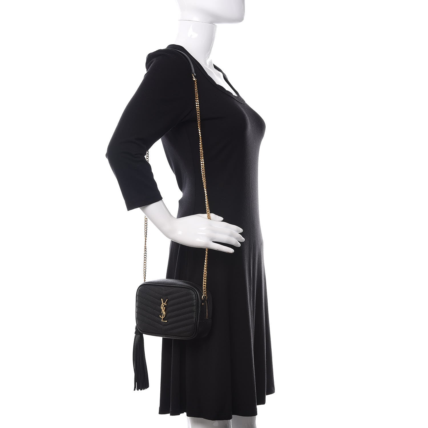 Saint Laurent Grain De Poudre Matelasse Monogram Mini Lou Camera Bag Black 2 of 10
