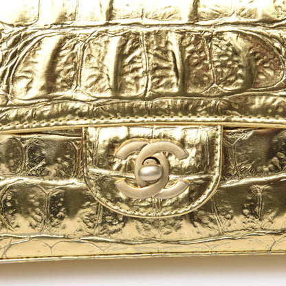 Chanel Metallic Calfskin Crocodile Embossed Cocodile Rectangular Mini Flap Gold 10 of 11