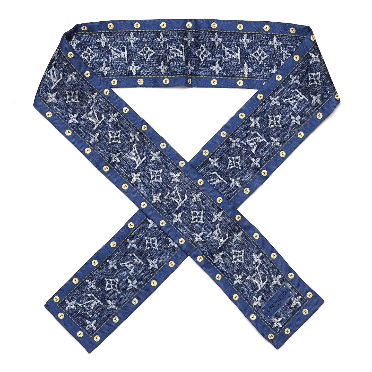 Silk Monogram Denim Bandeau Blue