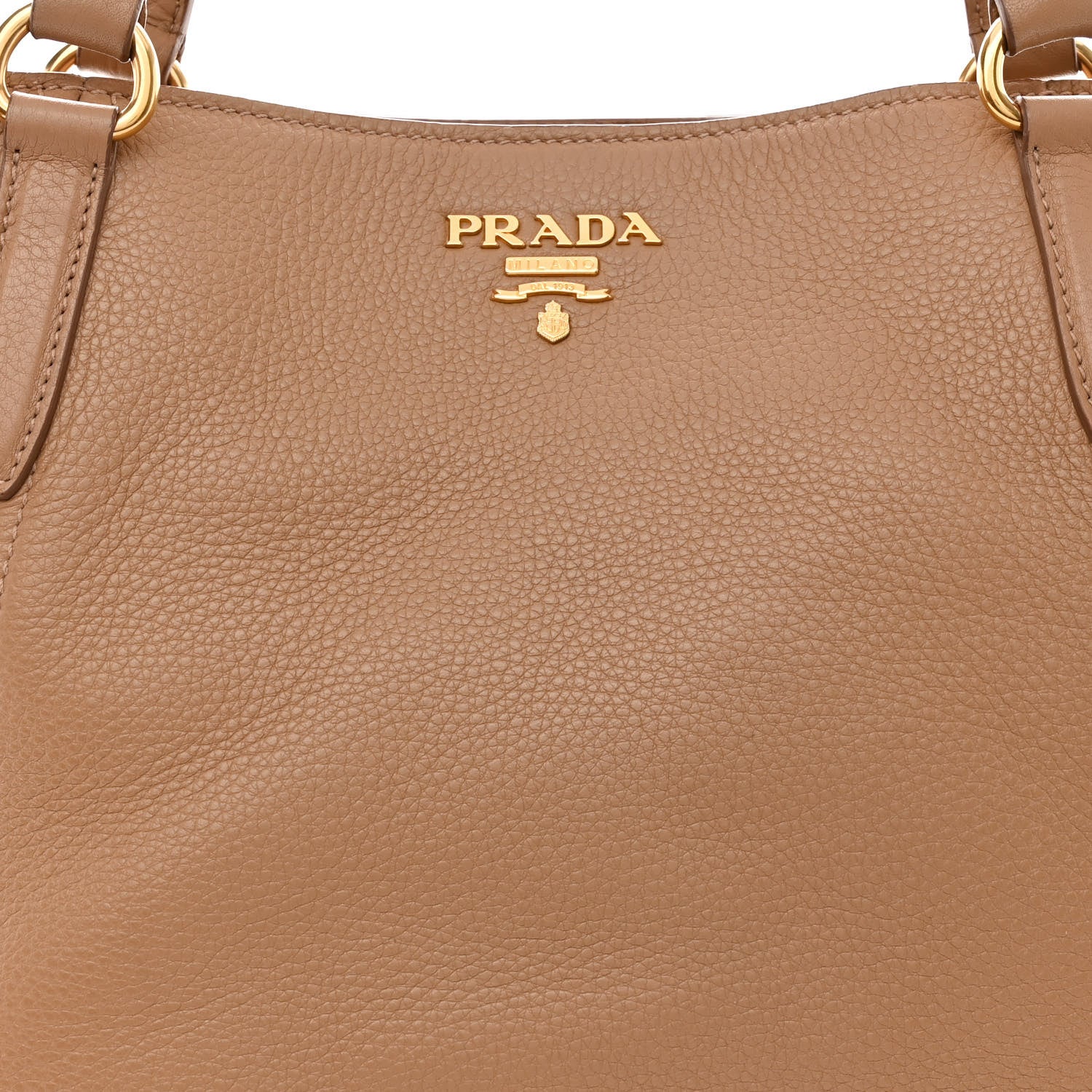 Prada Vitello Daino Side Pocket Shoulder Bag Tote Sesamo 9 of 12