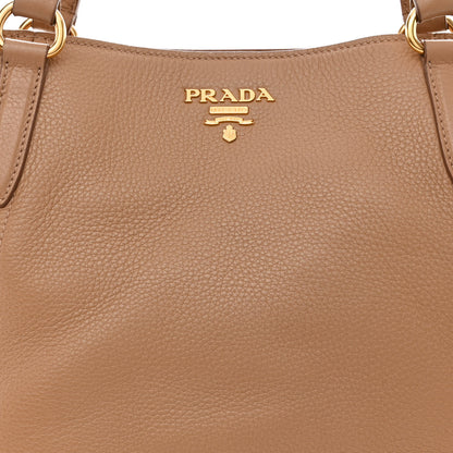 Prada Vitello Daino Side Pocket Shoulder Bag Tote Sesamo 9 of 12