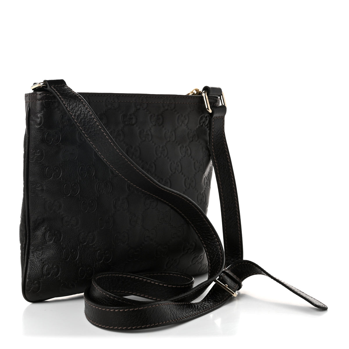 Guccissima Small Flat Messenger Bag Dark Brown