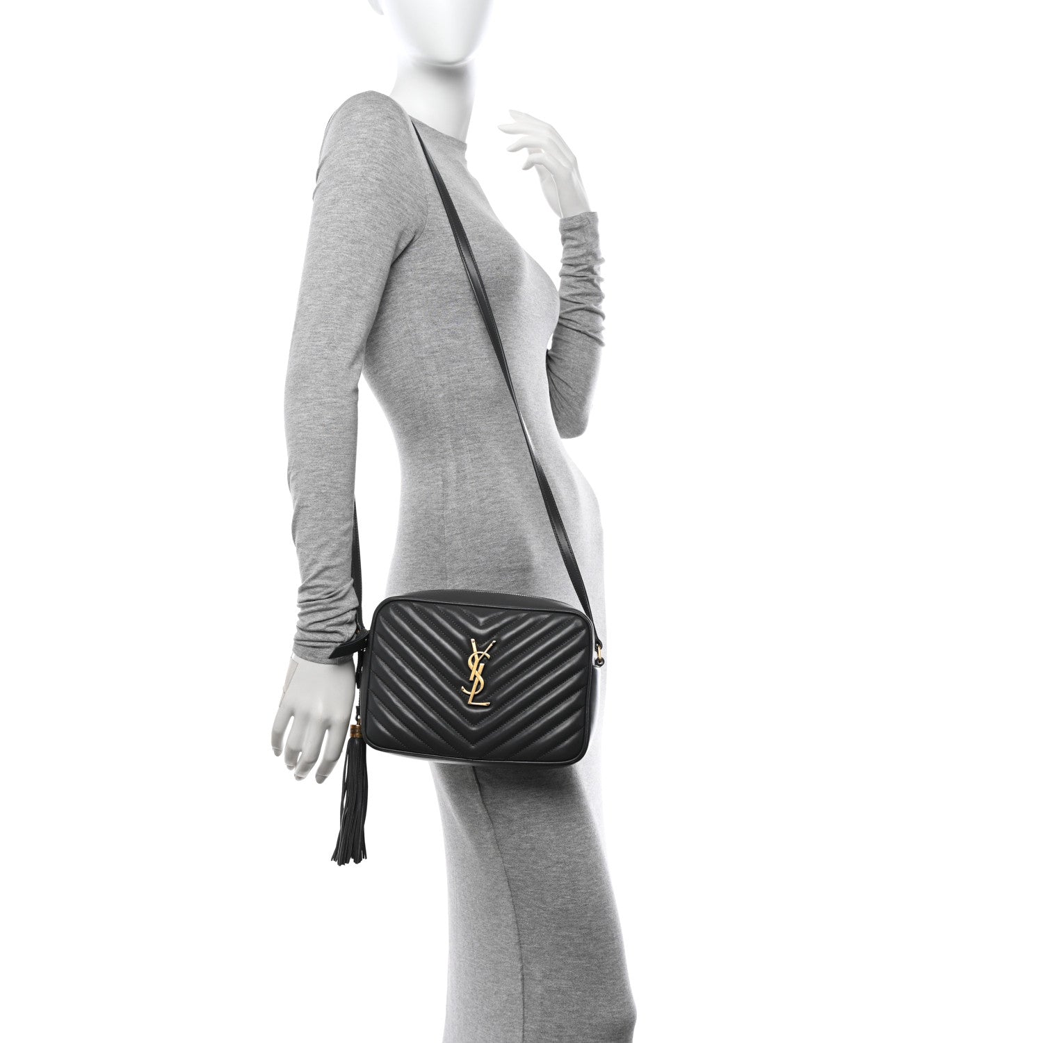 Saint Laurent Calfskin Matelasse Monogram Lou Camera Bag Storm 2 of 13