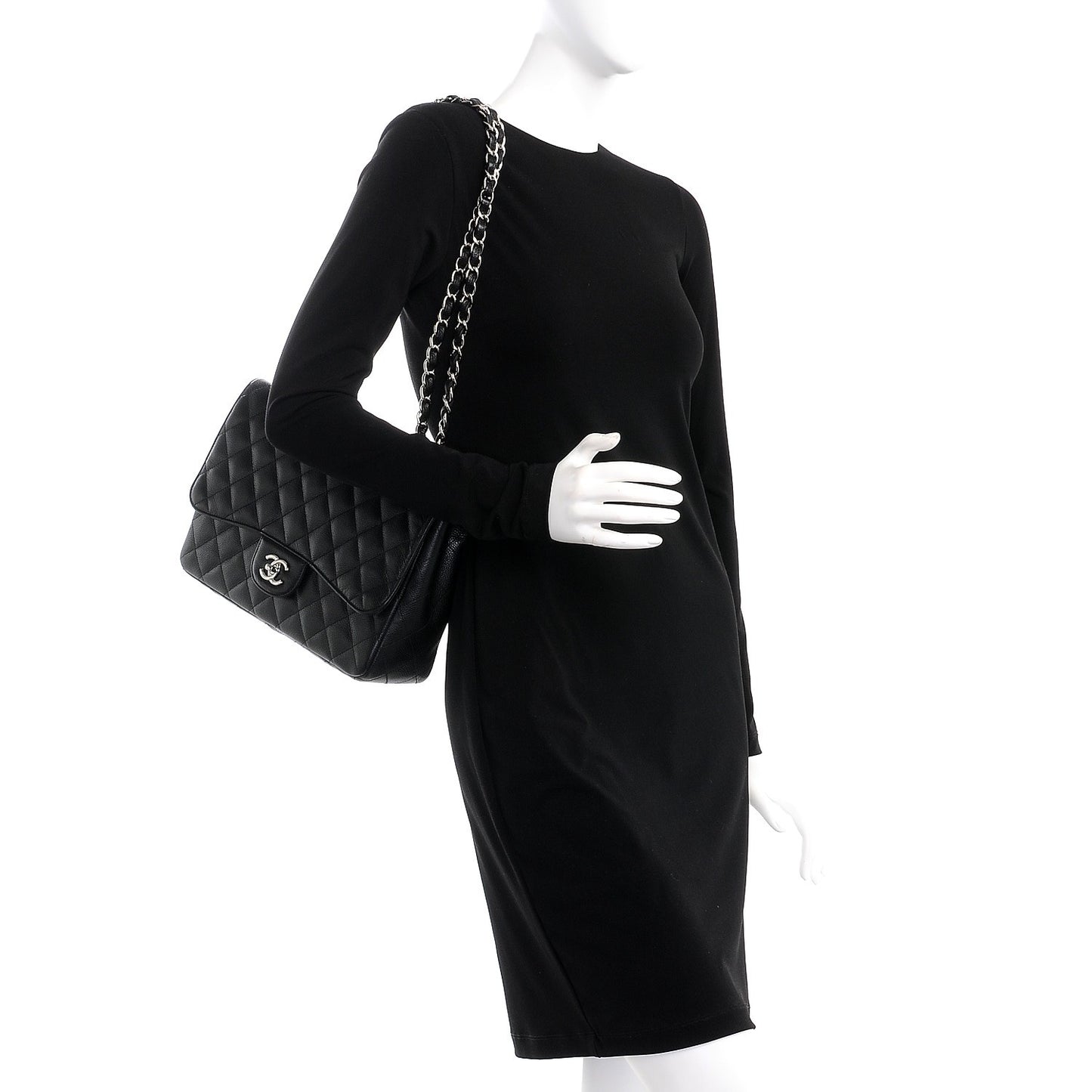 Caviar Quilted Jumbo Single Flap Black