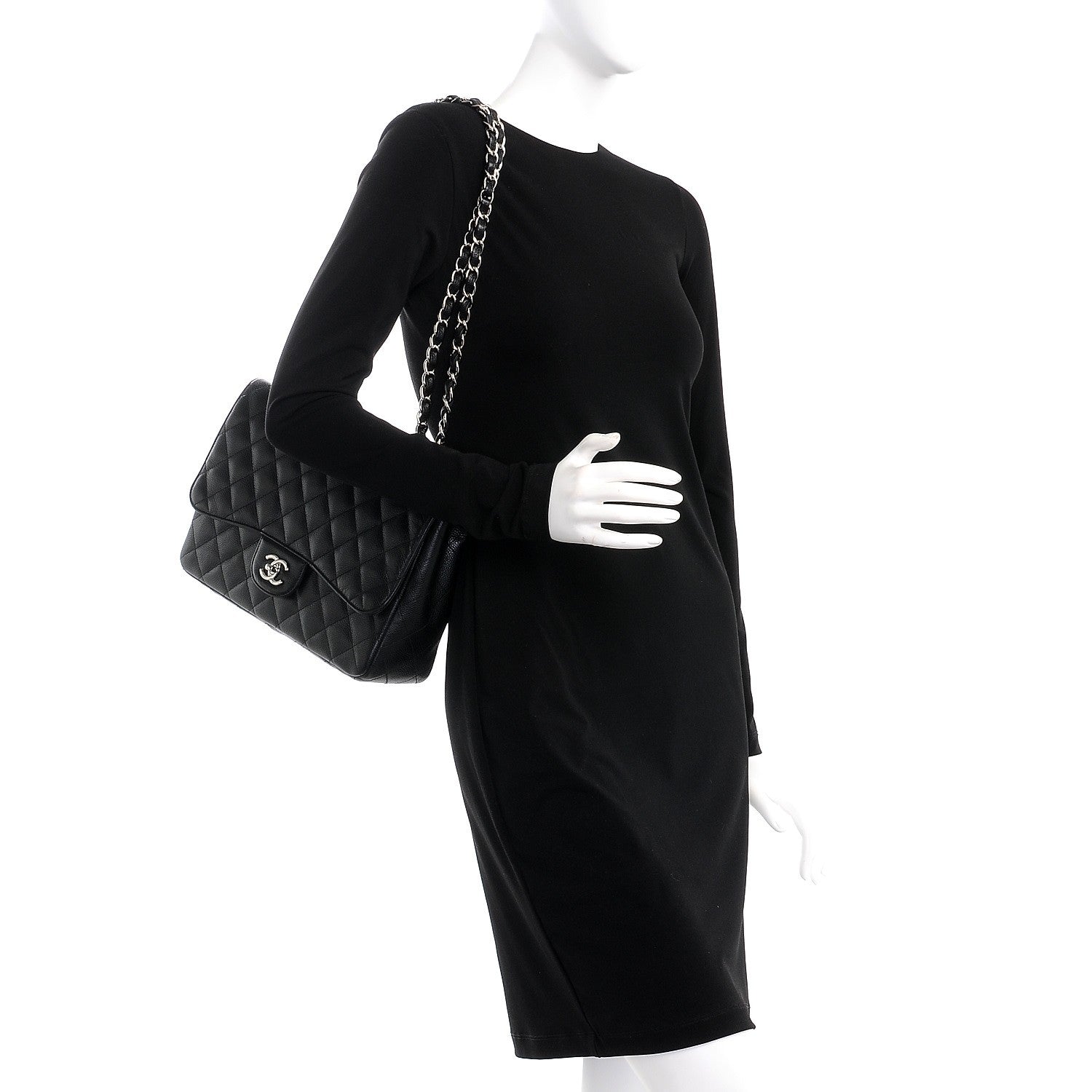 Chanel Caviar Quilted Jumbo Single Flap Black 3 of 8