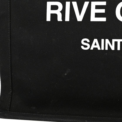Saint Laurent Linen Calfskin Rive Gauche Tote Black 11 of 12