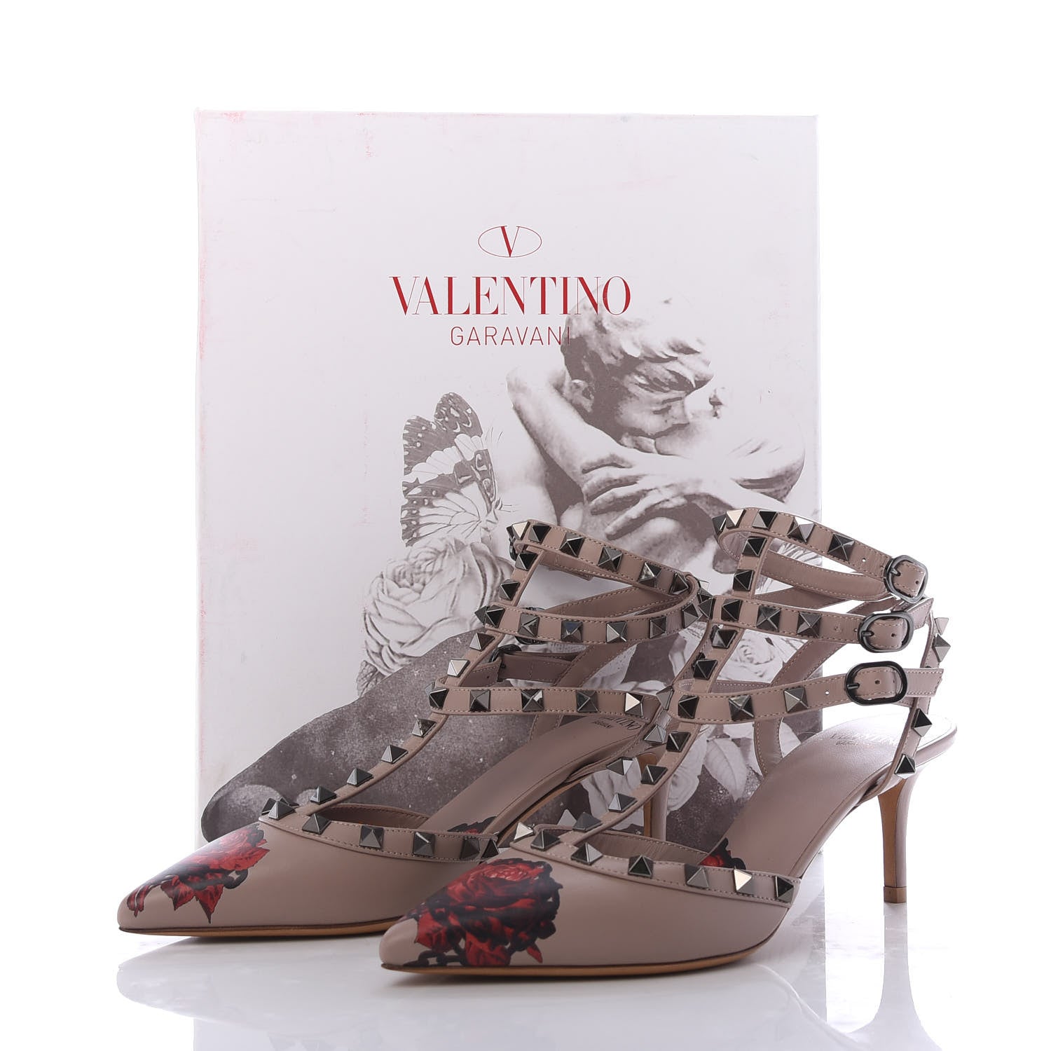 Valentino Garavani X UNDERCOVER Calfskin Rockstud Ankle Strap Low Heel Pumps 36.5 Poudre 10 of 10