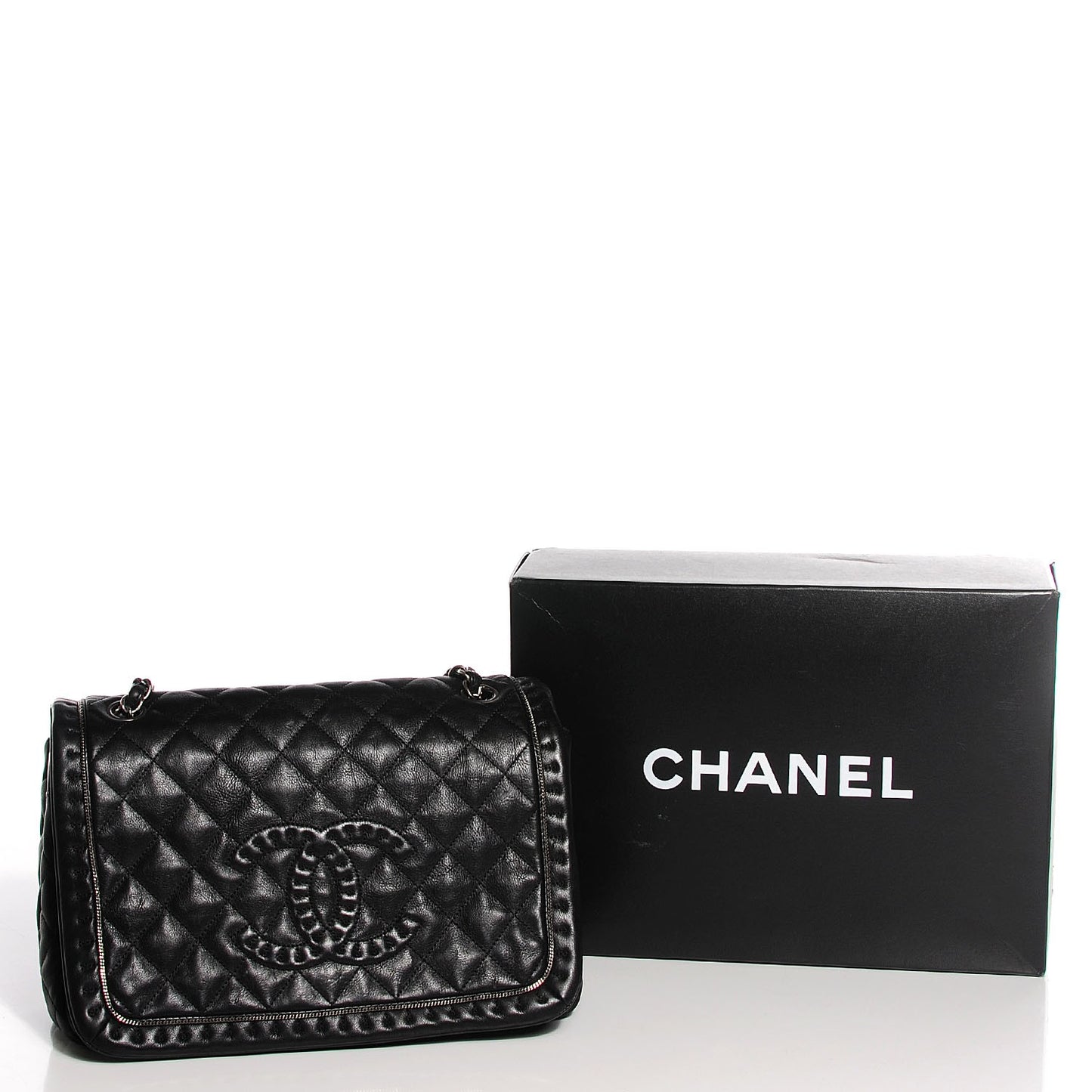 Calfskin Quilted Large Istanbul Flap Black