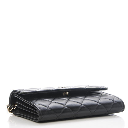Chanel Lambskin Quilted Pearl Clutch With Chain Black 4 of 8