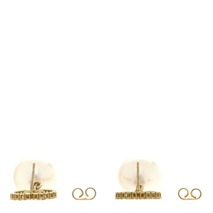 Gucci Metal Crystal Pearl Interlocking G Earrings Shiny Gold 3 of 5