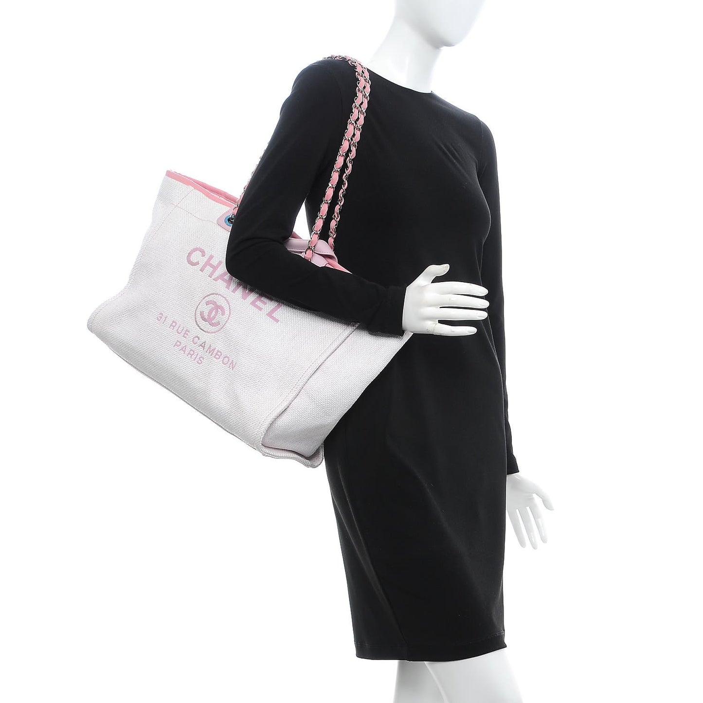 Woven Straw Raffia Large Deauville Tote Pink