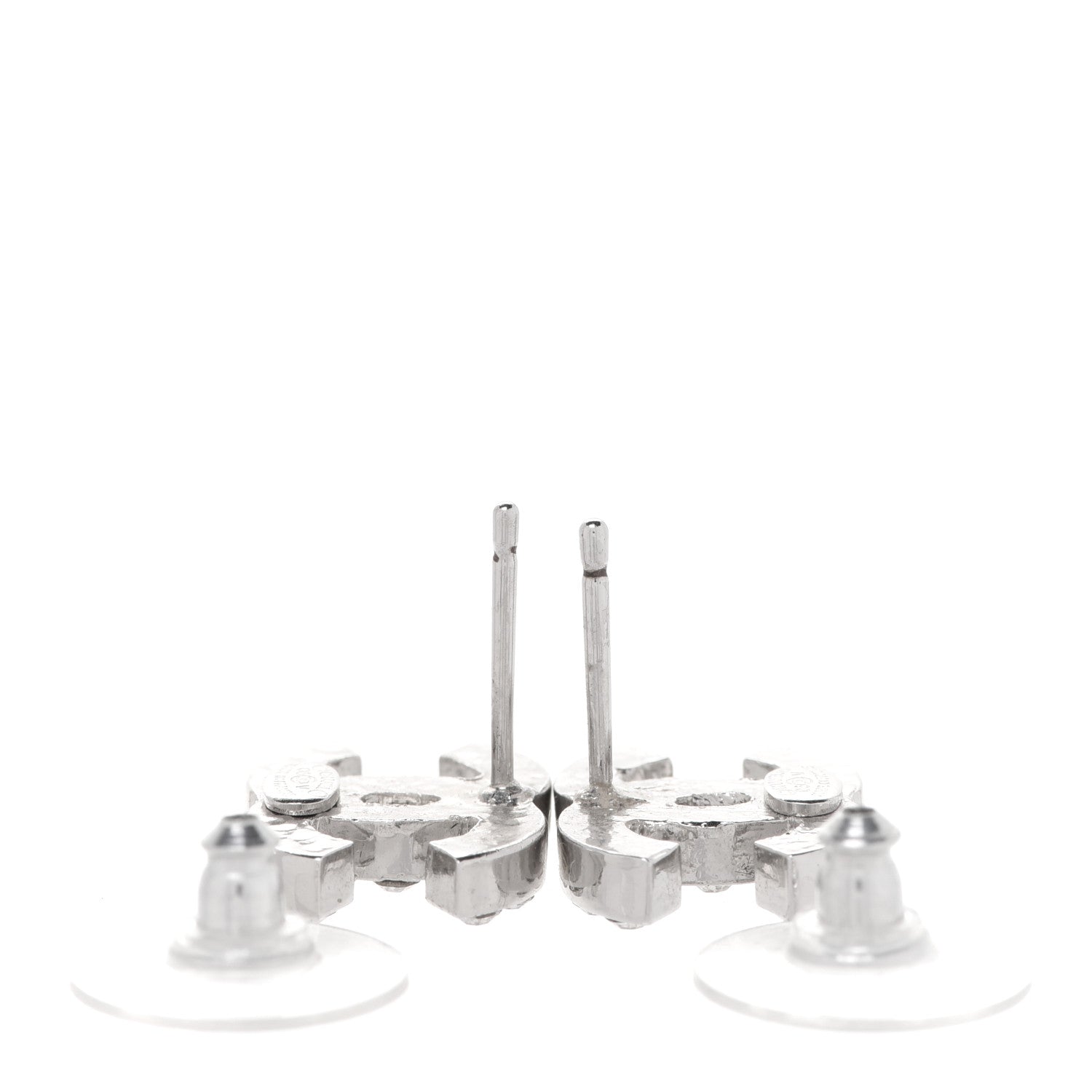 Chanel Crystal Mini Timeless CC Earrings Silver 3 of 5