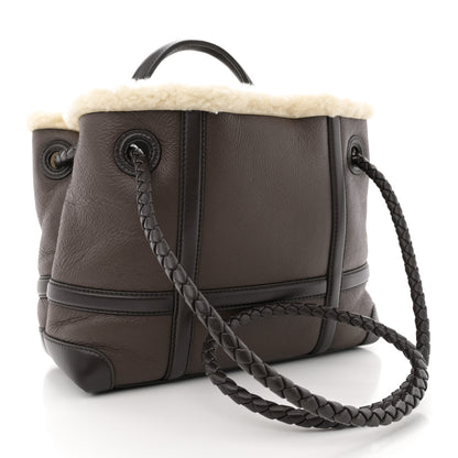 Bottega Veneta Shearling Aviator Small Andiamo Shoulder Bag Brown 3 of 9