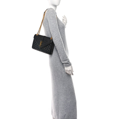 Saint Laurent Grain De Poudre Textured Mixed Matelasse Triquilt Medium Monogram Satchel Black 3 of 8