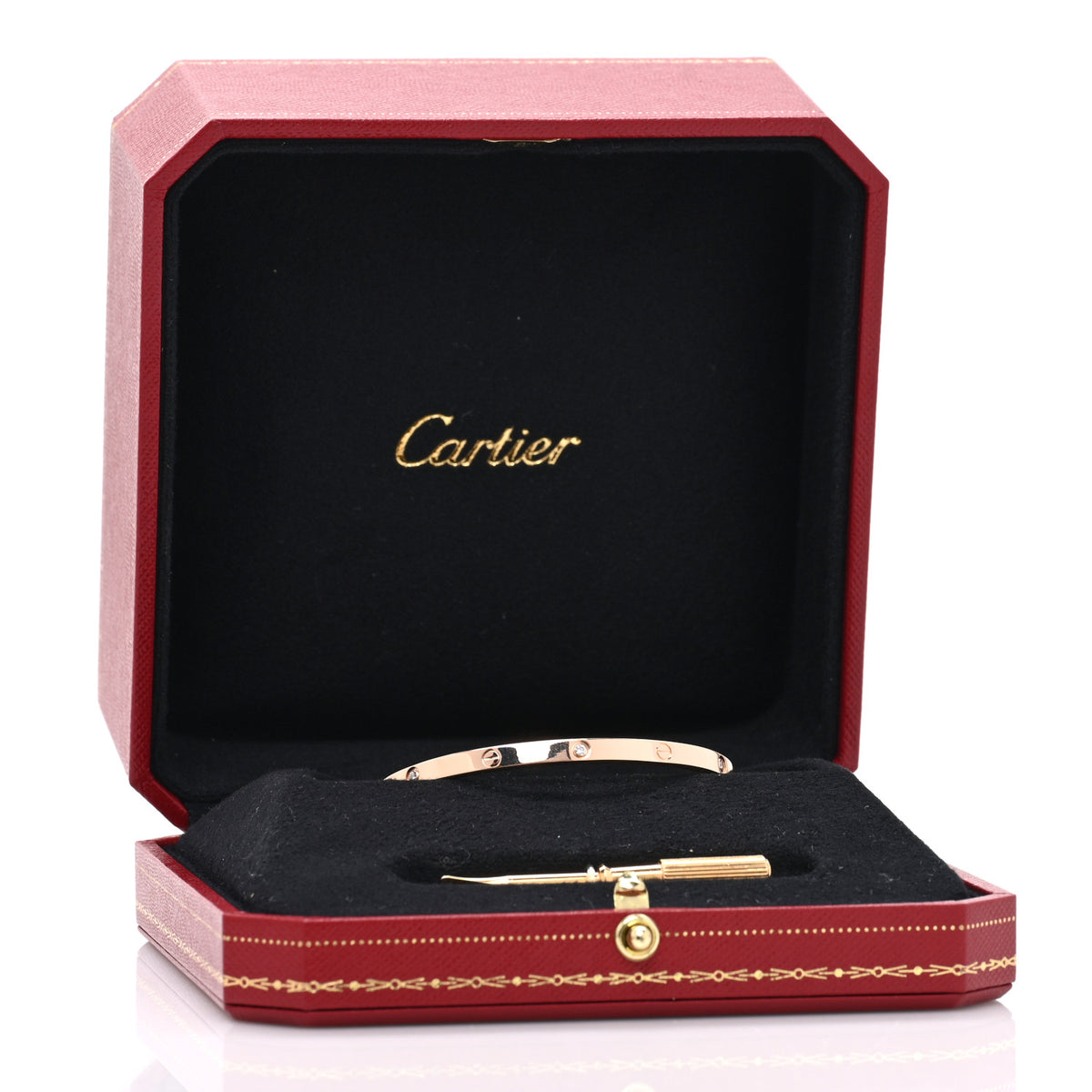 18K Pink Gold 6 Diamond Small LOVE Bracelet 16