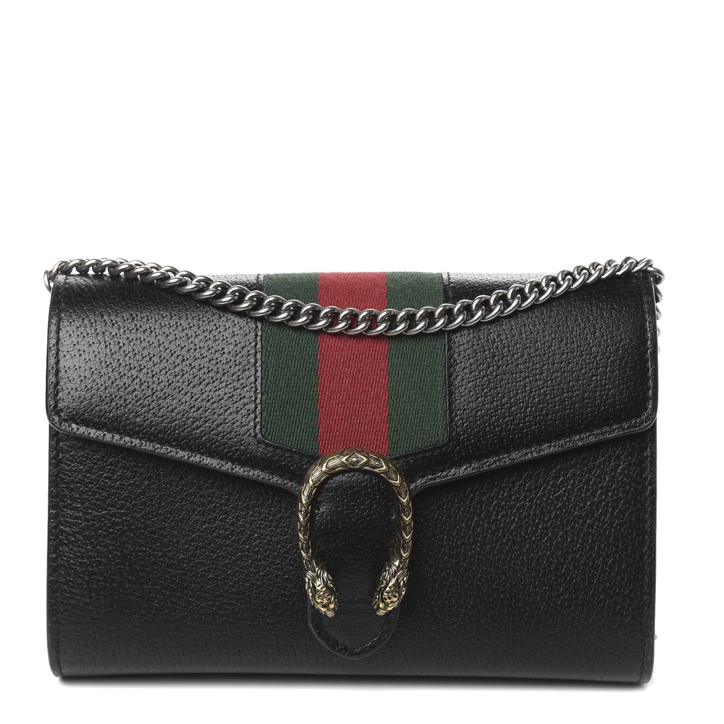 Calfskin Web Mini Dionysus Chain Wallet Black