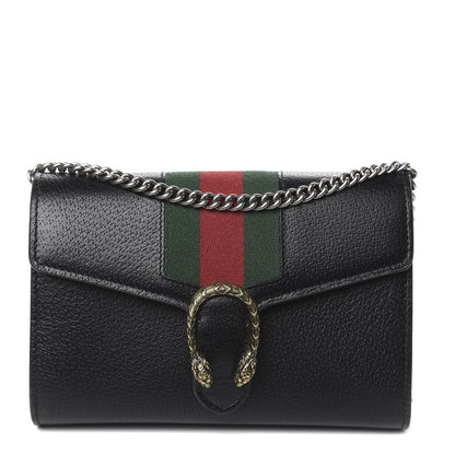 Gucci Calfskin Web Mini Dionysus Chain Wallet Black 1 of 11