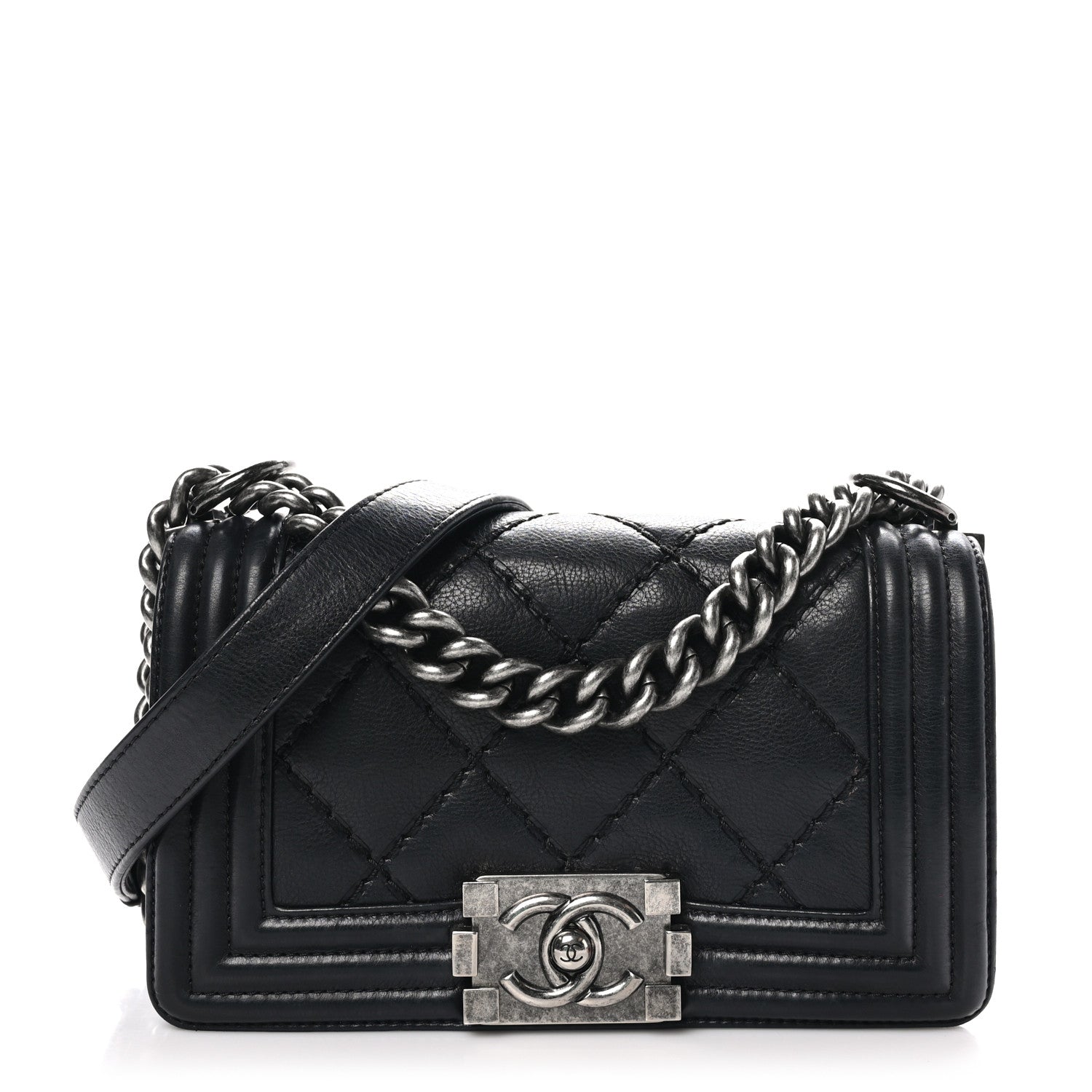 Chanel Calfskin Double Stitch Small Boy Flap Black 1 of 11