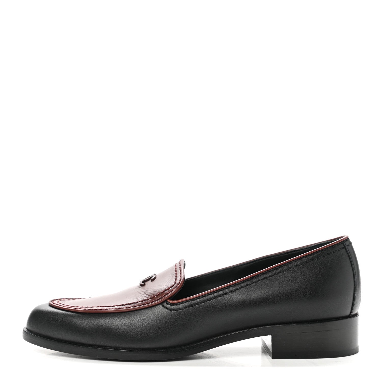 Chanel Calfskin CC Mocassin Loafers 38 Brown Black 1 of 8