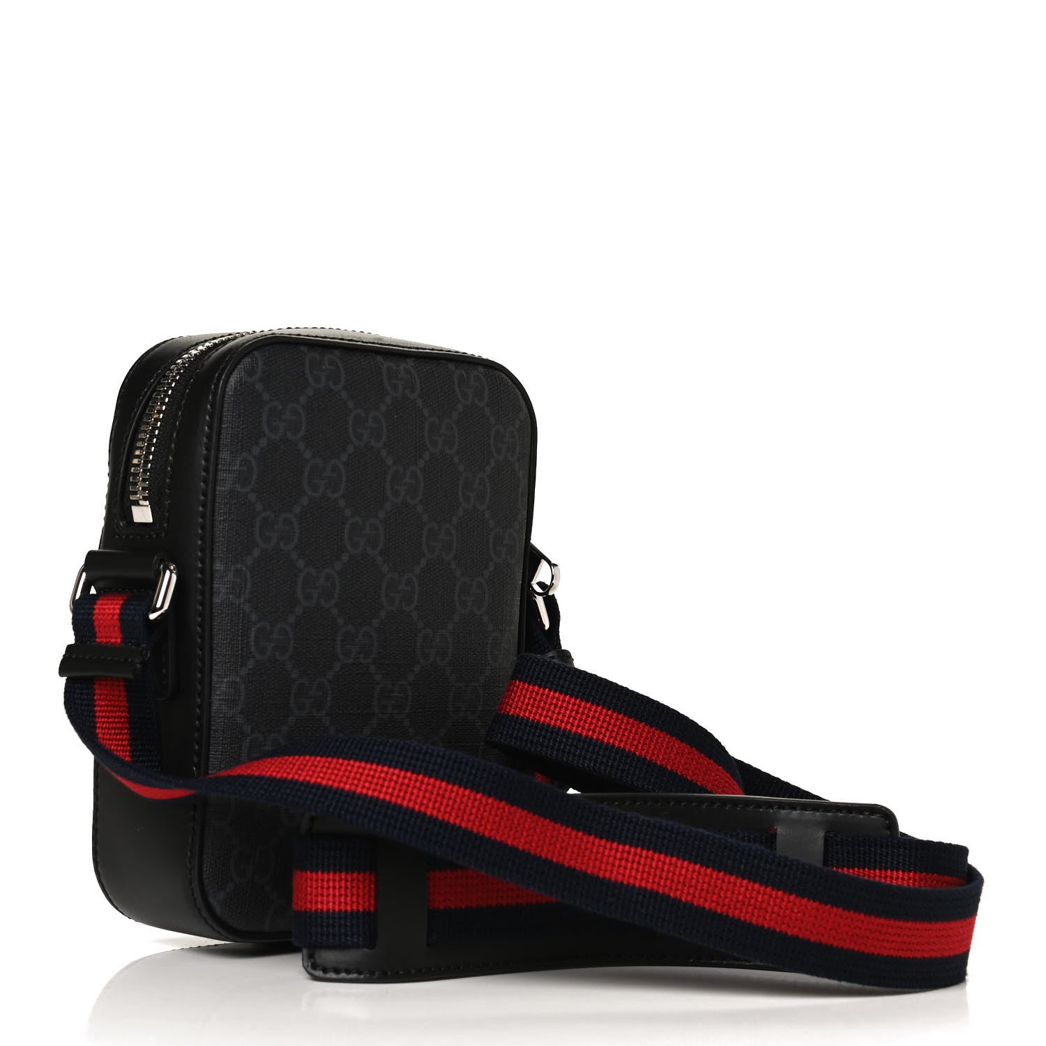 Gucci GG Supreme Monogram Appia Calfskin Web Messenger Bag Black 3 of 11