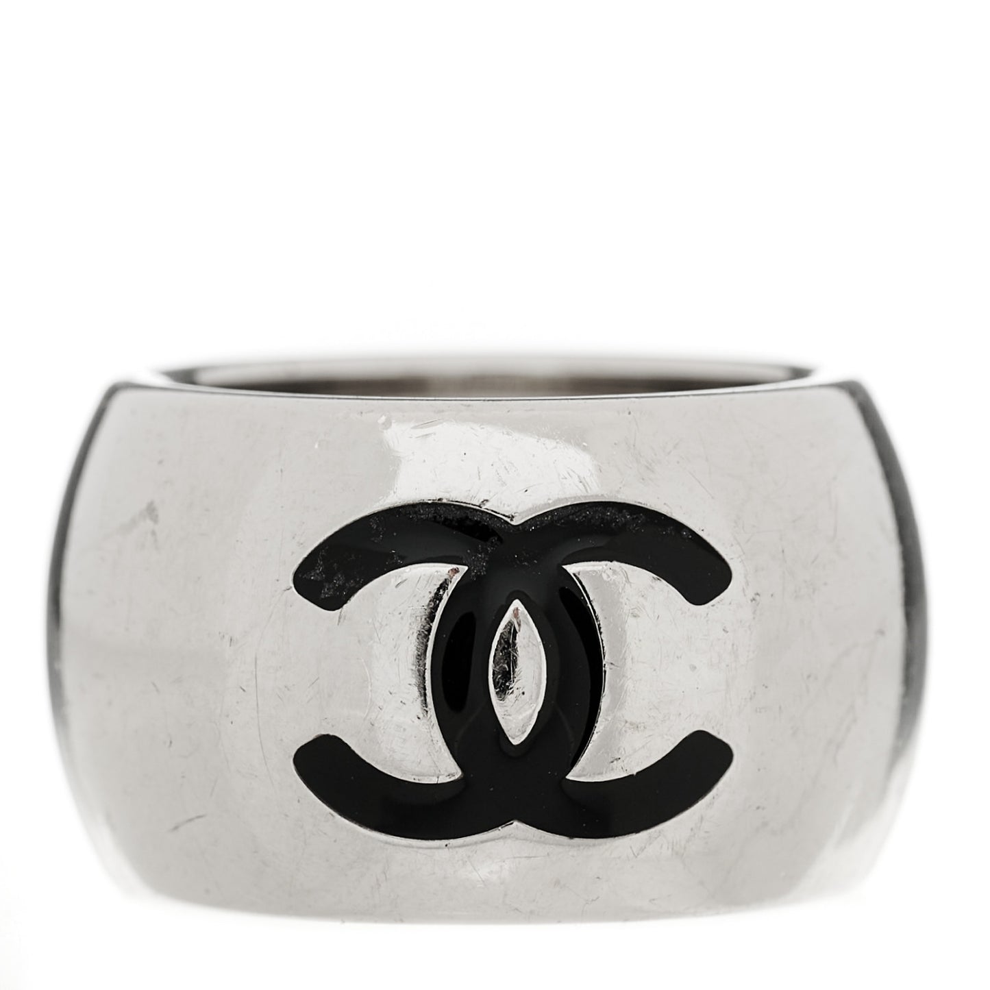 CC Heart Ring Silver Black 6.75